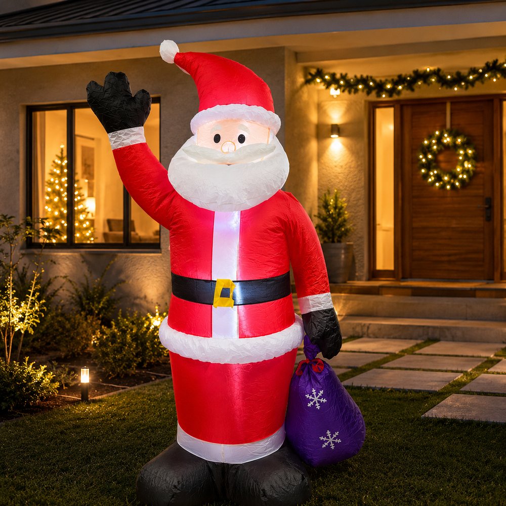 Papai Noel Inflável Natalino com 6 LEDs - Vermelha — foto 1