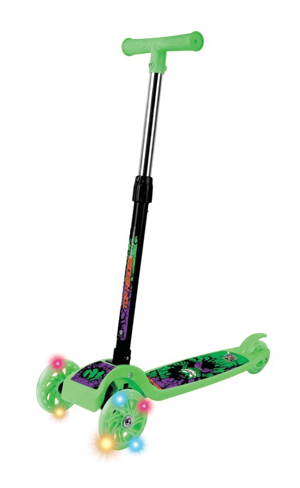 Patinete Infantil Bomb-Hero Verde 3 Rodas com LED, Freio Traseiro e Guidão Ajustável — foto 1