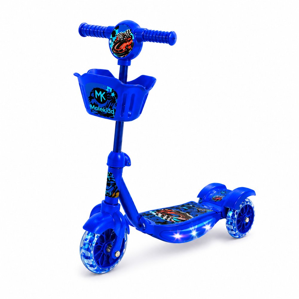 Patinete MotorKid Infantil 3 Rodas e Luz LED - Azul — foto 1