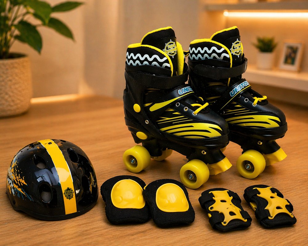 Patins Infantil com Kit de Proteção tam 30-33- Preta e amarela — foto 1