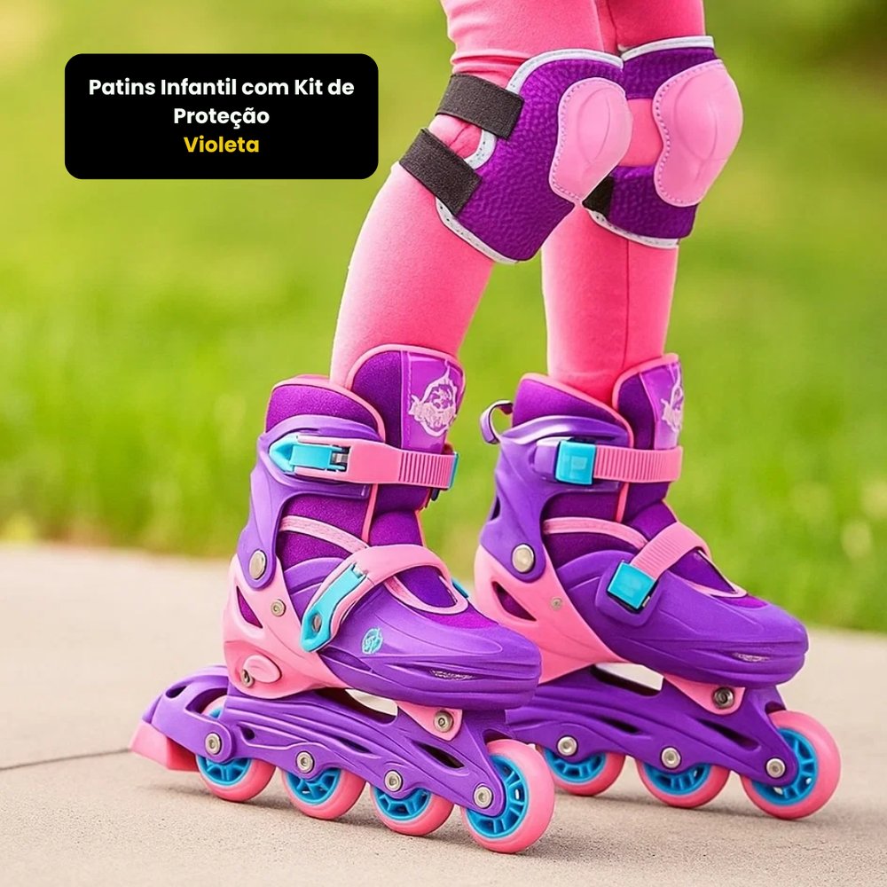 Patins Infantil com Kit de Proteção - Violeta — foto 1