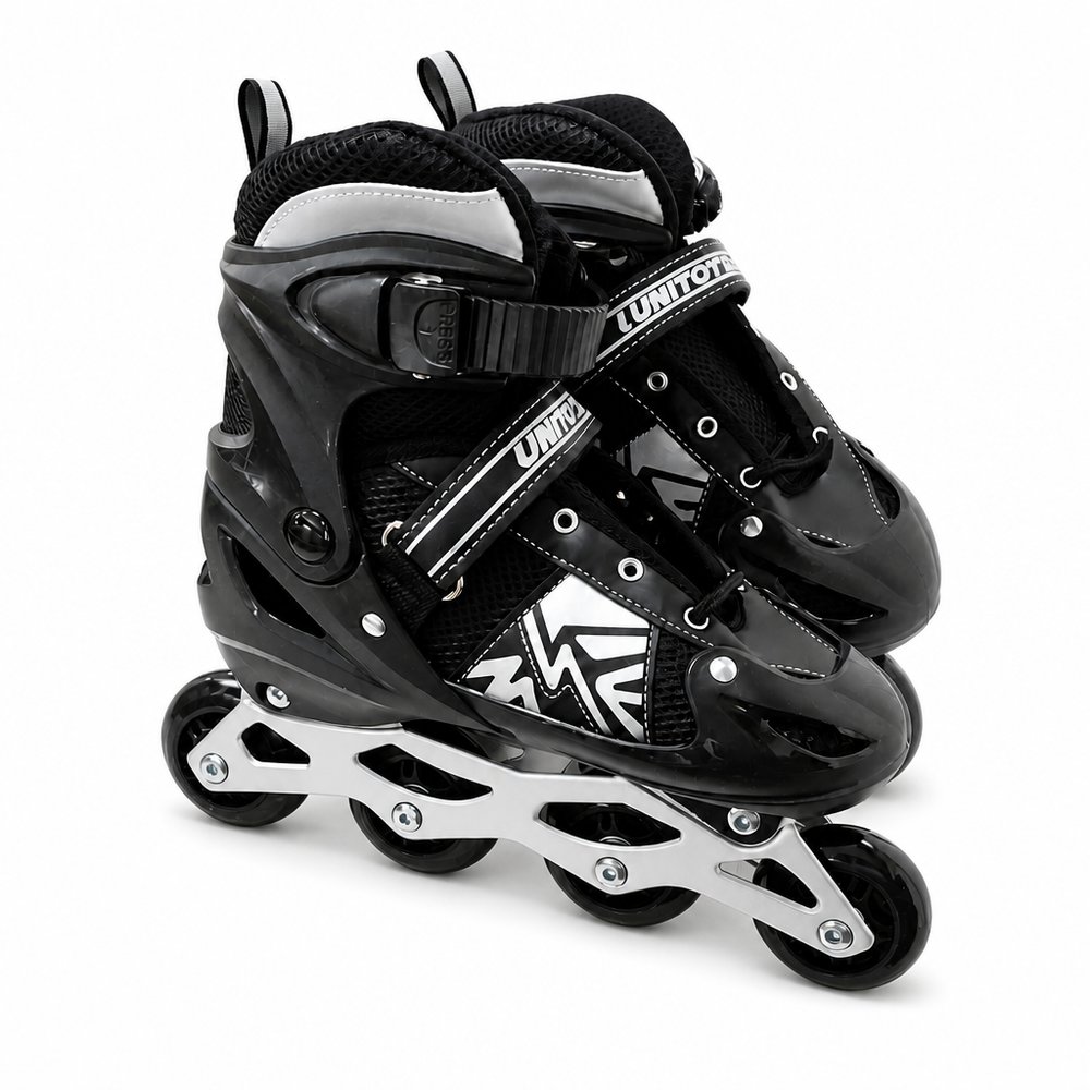 Patins Inline Ajustável Preto Numeração 38 a 41 com Interior Acolchoado e Fechamento Triplo — foto 1