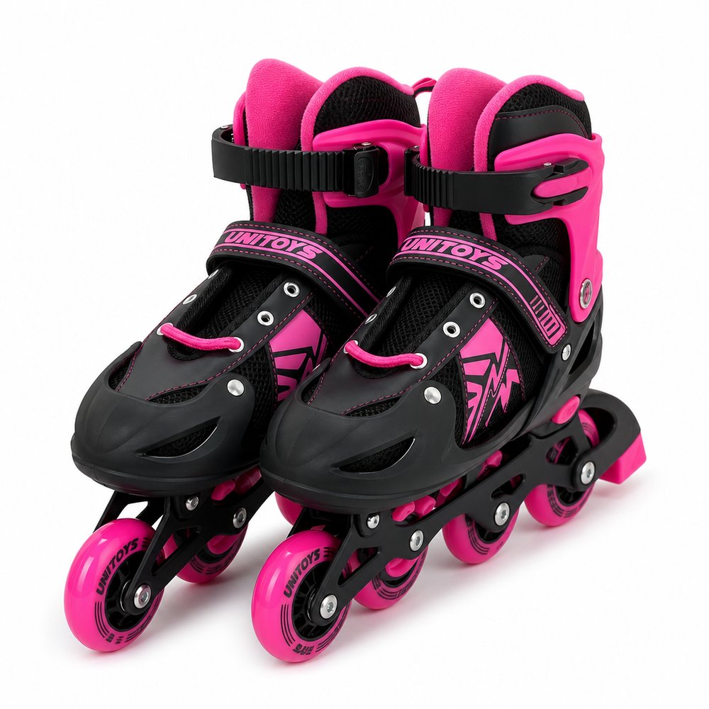 Patins Inline Unitoys Rosa Ajustável 38 ao 41 com Chaves