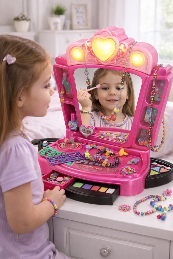 Penteadeira Infantil Unitoys Rosa com Luz e Acessórios — foto 1