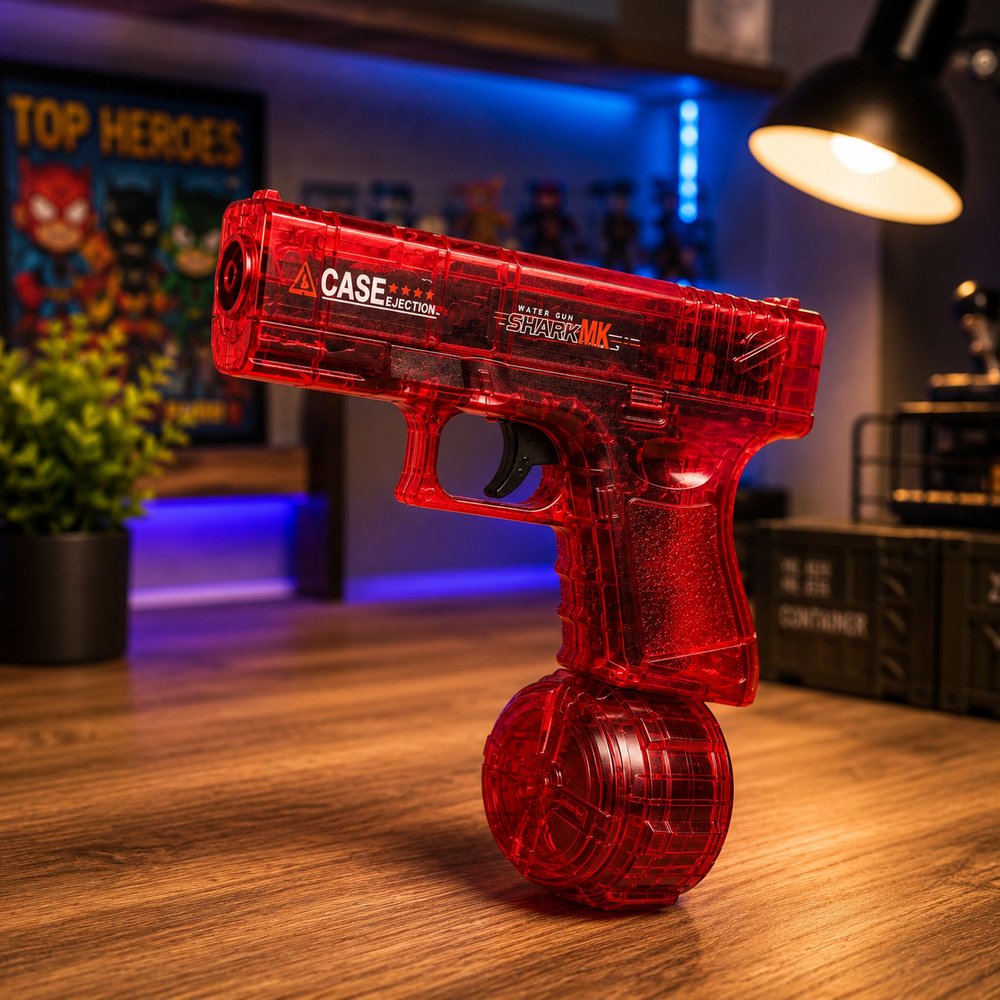 Pistola de Água Elétrica Recarregável com Luzes de Tambor