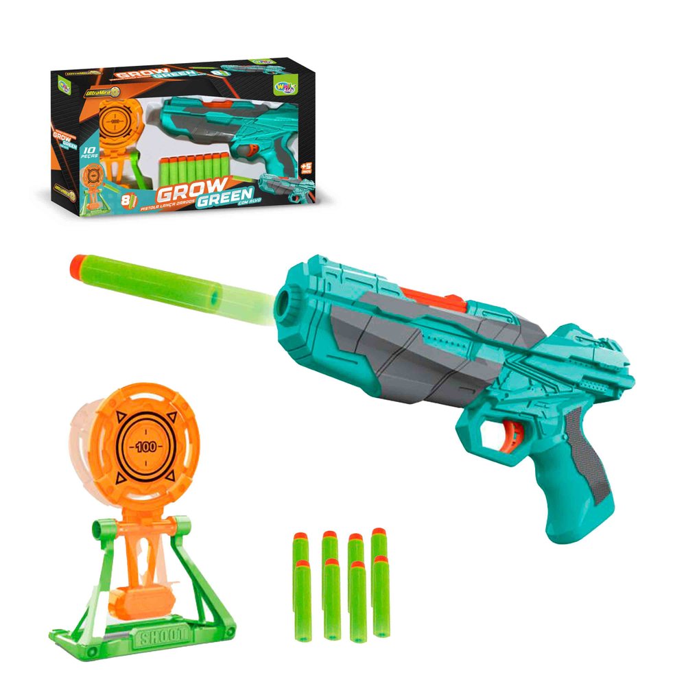 Pistola Lança Dardo com Alvos 10 Peças - Verde — foto 1