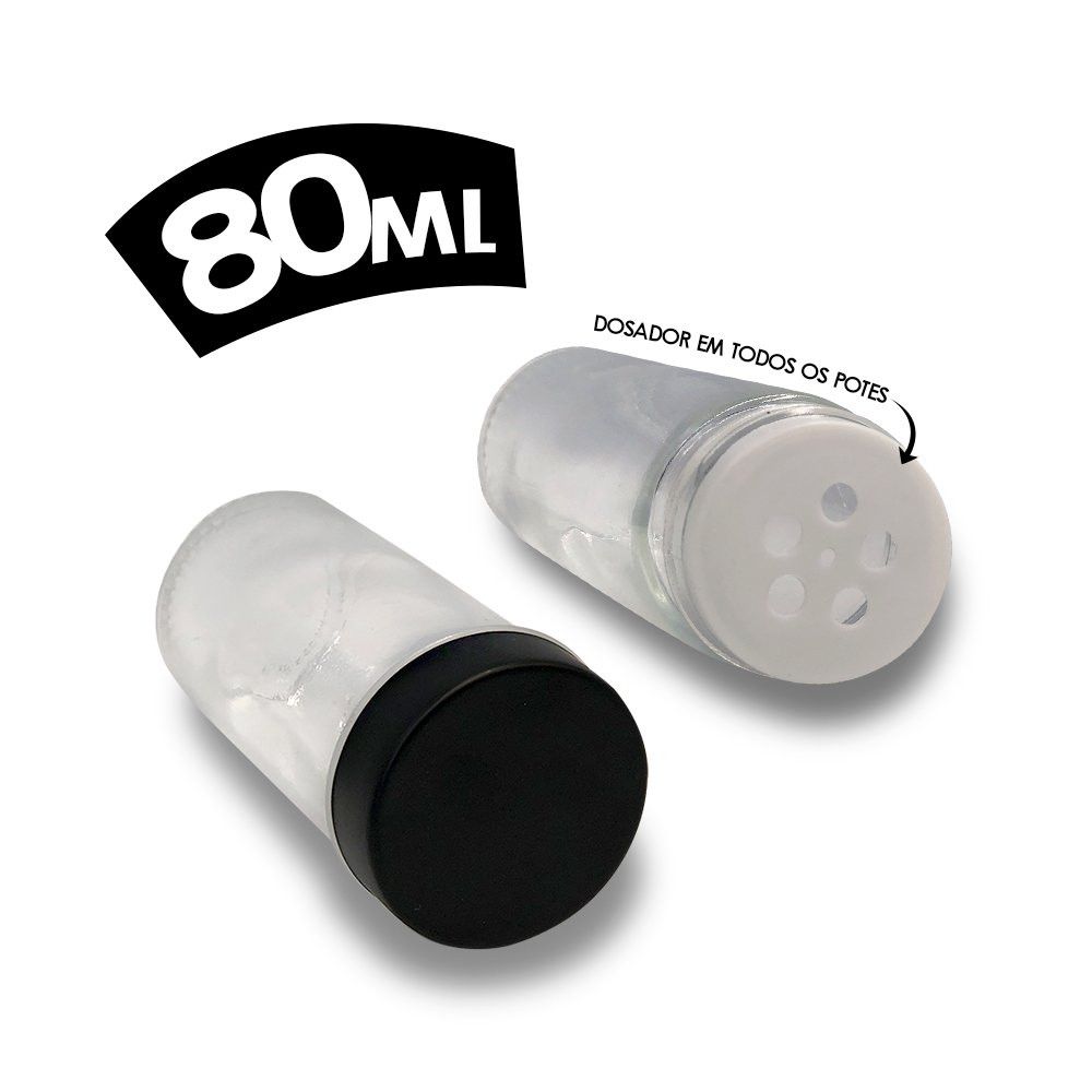 Porta Condimentos Giratório Plástico Preto com 12 Potes 80ml — foto 1