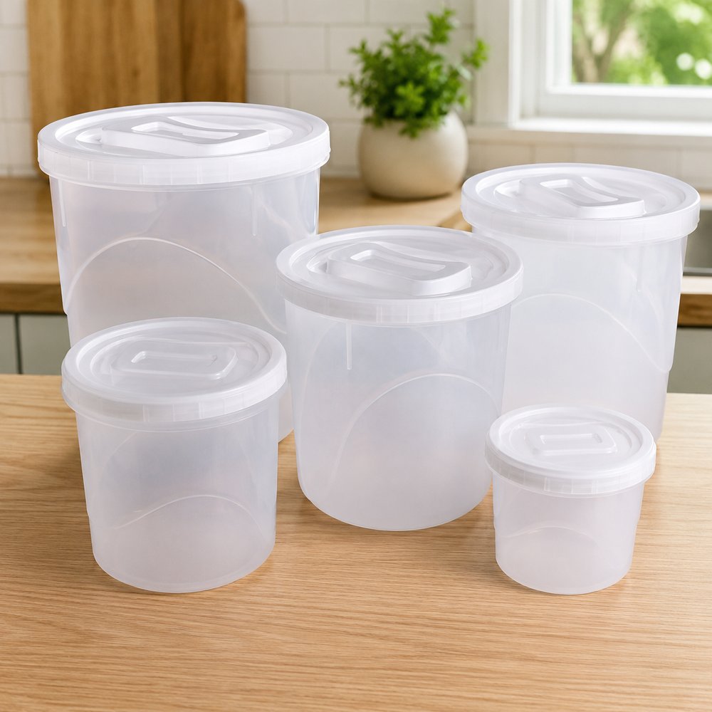 Kit 5 Potes Porta Mantimentos Uninjet Branco com Tampa Rosca 500ml a 6L — foto 1