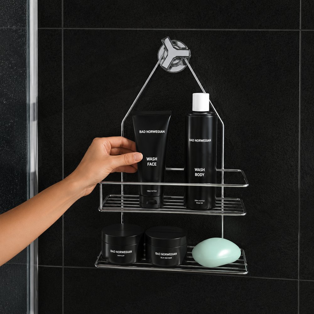 Porta Produtos Para Banheiro 2 Divisórias - Prata — foto 1