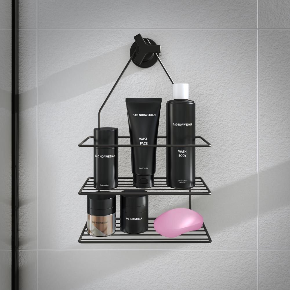 Porta Produtos Para Banheiro 2 Divisórias - Preto