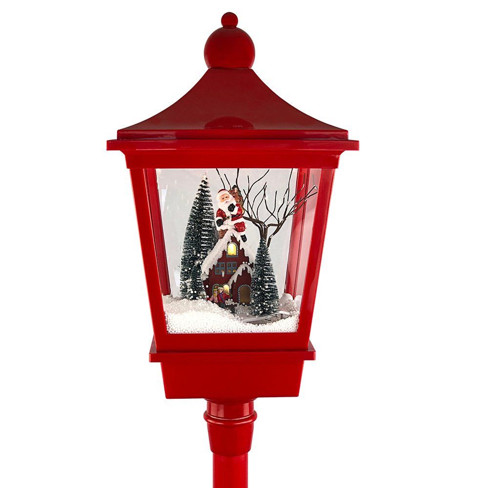 Poste Natalino Musical Bivolt 1,80m Com Luz E Neve - Vermelho — foto 1
