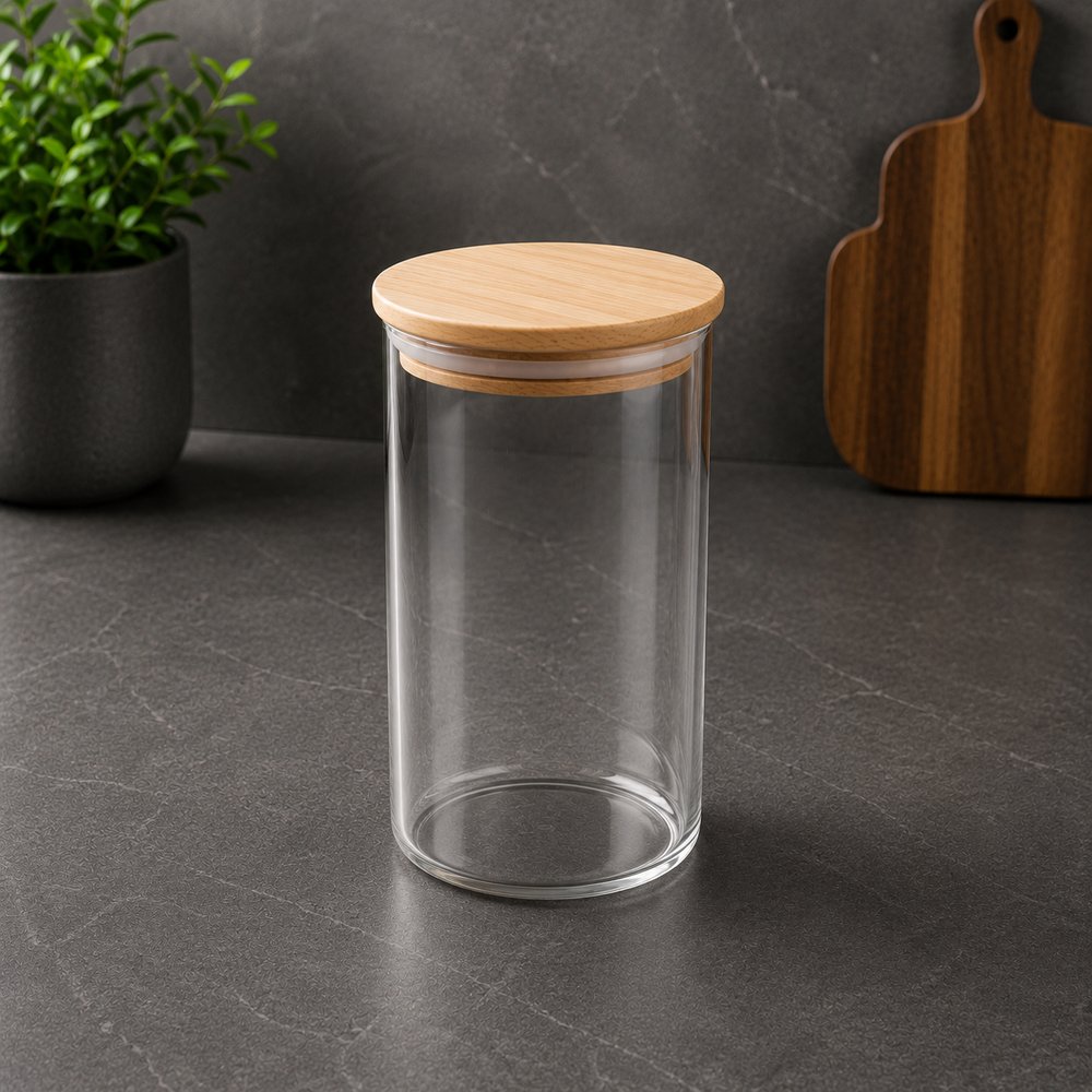 Pote de Vidro Borossilicato com Tampa de Bambu 1300 ml — foto 1