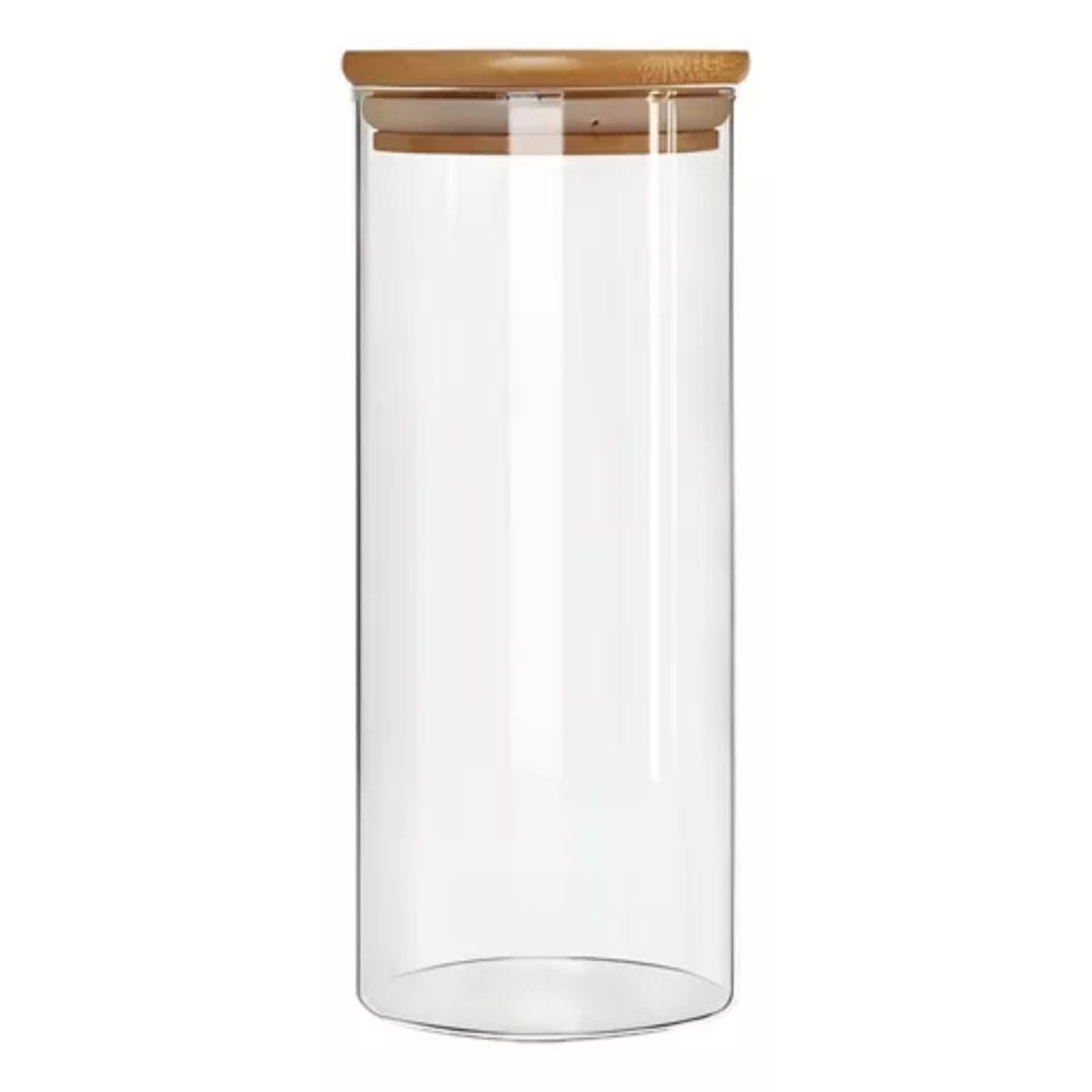 Pote Hermético Globalmix Vidro Tampa Bambu 1500ml — foto 1