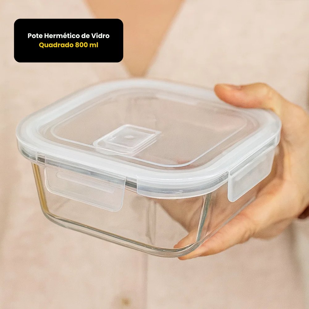 Pote Hermético de Vidro Quadrado 800 ml — foto 1
