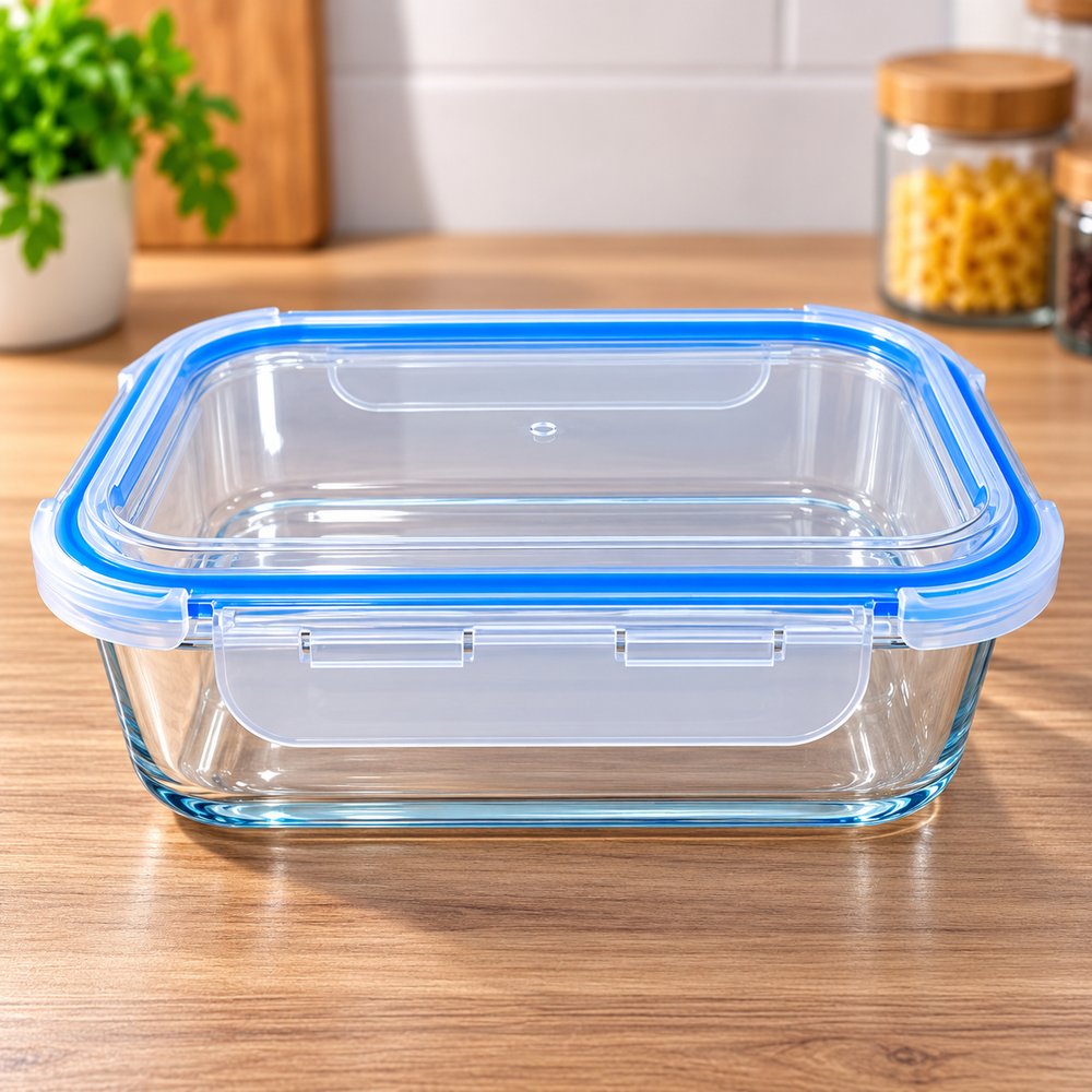 Pote Hermético Retangular de Vidro 1040ml — foto 1