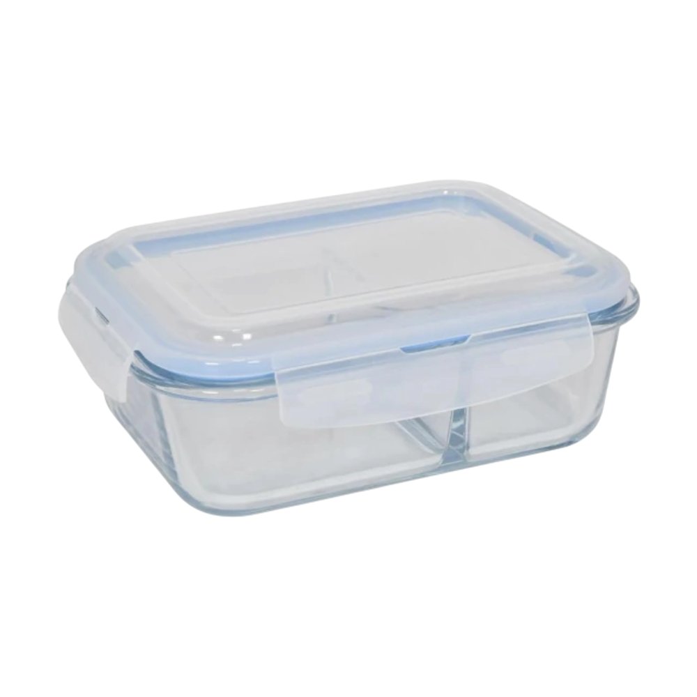 Pote Retangular Hermético Com Divisória Vidro 1040ml — foto 1