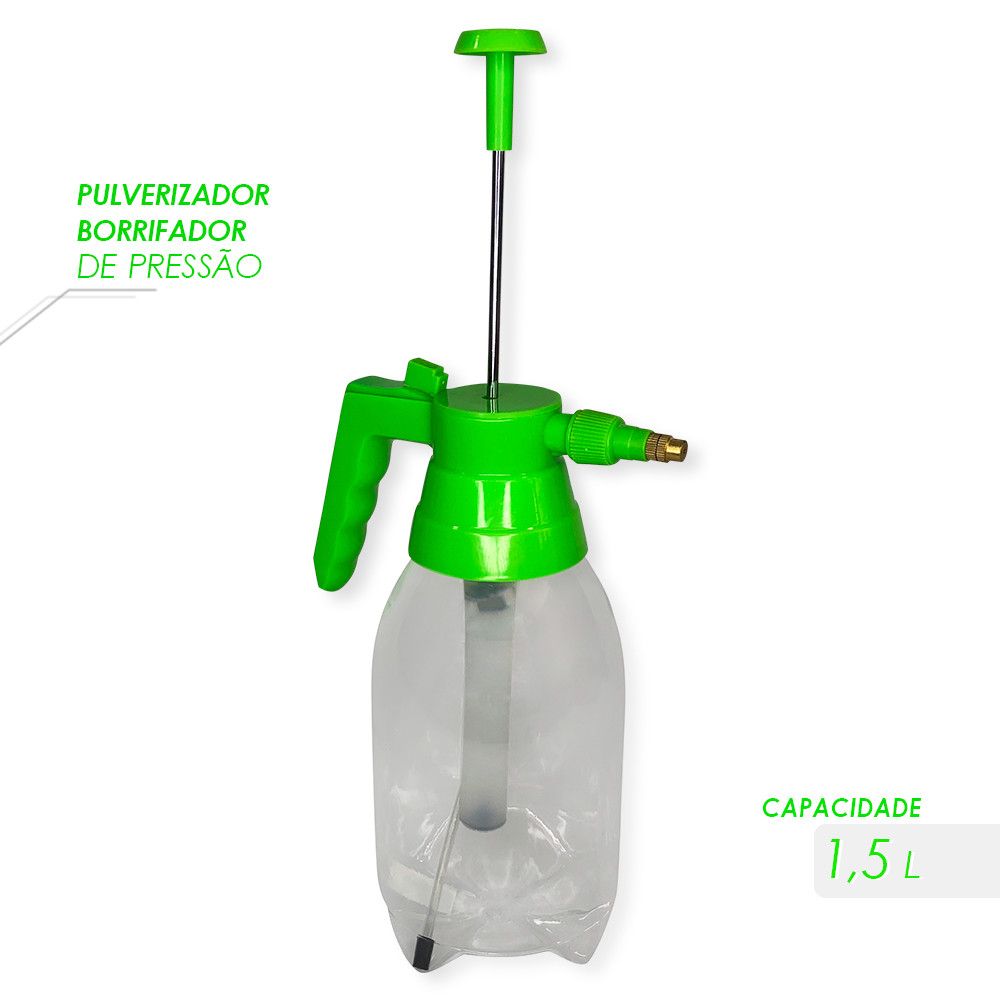 Pulverizador Manual de Pressão 1,5 Litro com Bico Metálico Regulável — foto 1