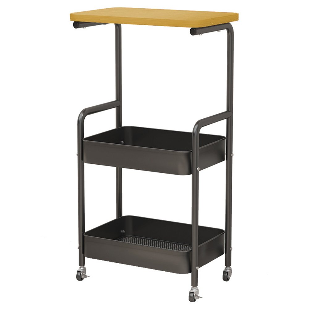 Rack Multiuso Top Rio 2 Cestos Rodinhas Preto Marfim