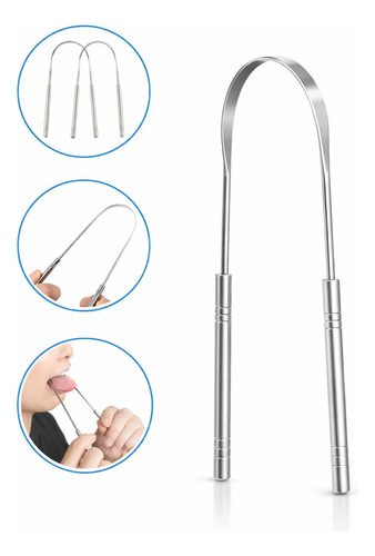Raspador de Língua em Aço Inox para Higiene Bucal