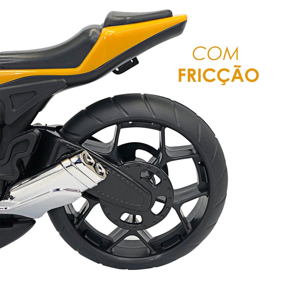 Super Moto 1600 Esportiva Amarela 36 cm com Rodas de Fricção para Brincadeiras e Coleção — foto 1