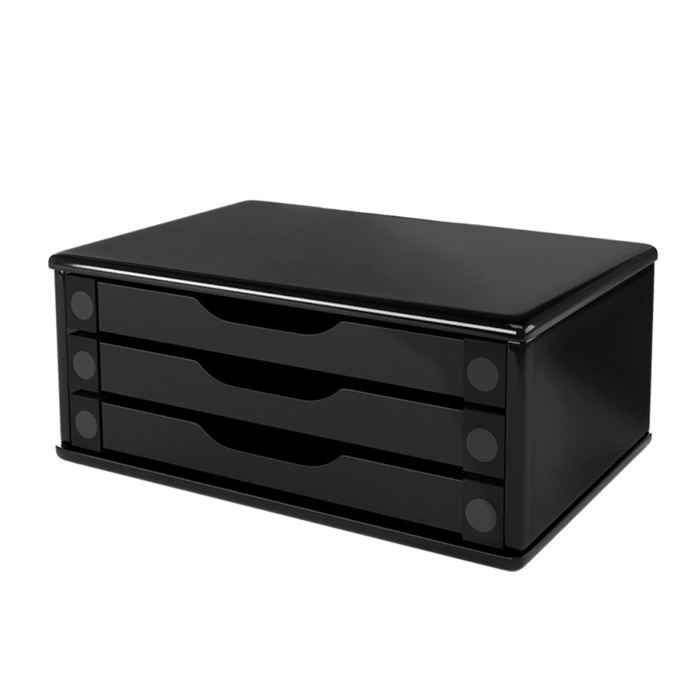 Suporte para Monitor Souza Preto Madeira com 3 Gavetas — foto 1