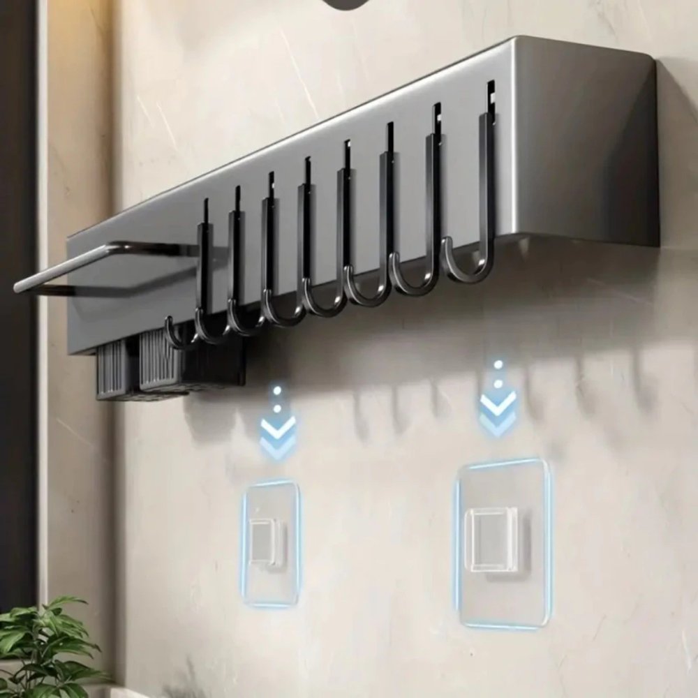 Suporte Organizador para Utensílios de Cozinha 6 Ganchos - Cinza — foto 1