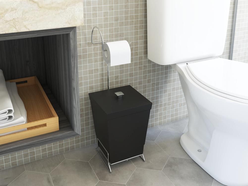Suporte para papel higiênico com lixeira 6,5 Litros - Preta