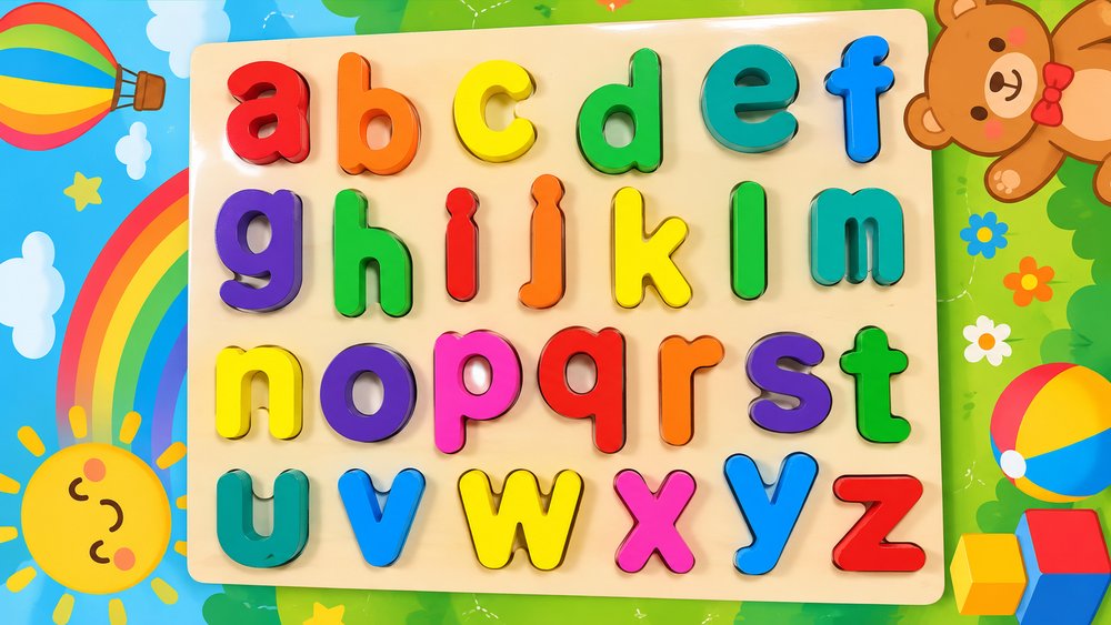 Tabuleiro Letras Alfabeto de Madeira Aprendizado Brinquedo- Multicolorido
