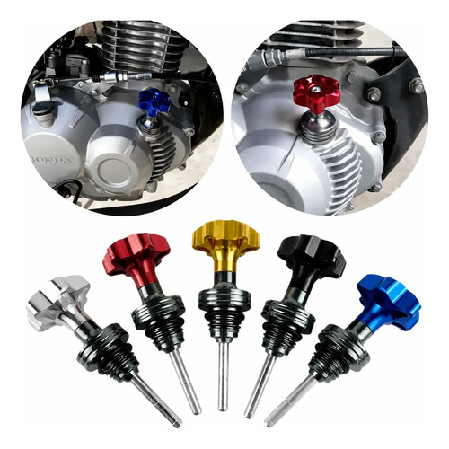 Tampa de Óleo com Vareta de Alumínio para Moto Titan, Fan, CG, Peça CNC Anodizada Rosqueável com Junta