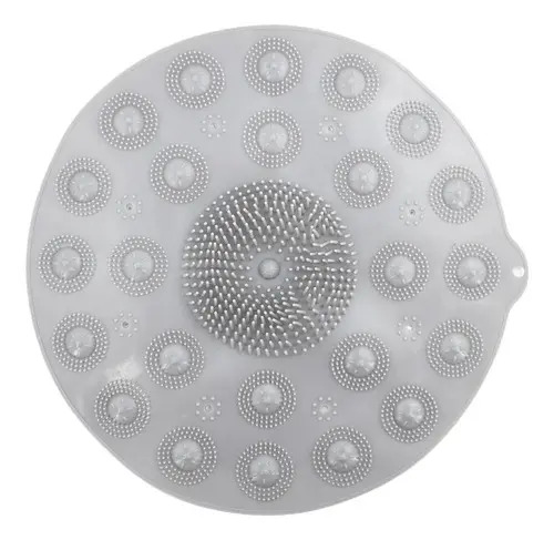 Tapete Massageador Antiderrapante com Ventosas Cinza 37 cm