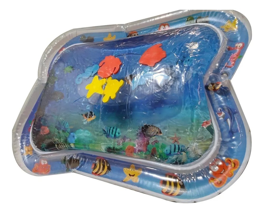 Tapete Aquático Inflável Sensorial para Bebê Azul 69 x 50 cm com Peixinhos — foto 1