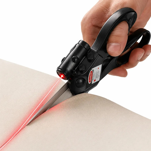 Tesoura com Mira Laser para Corte Preciso em Tecido e Papel