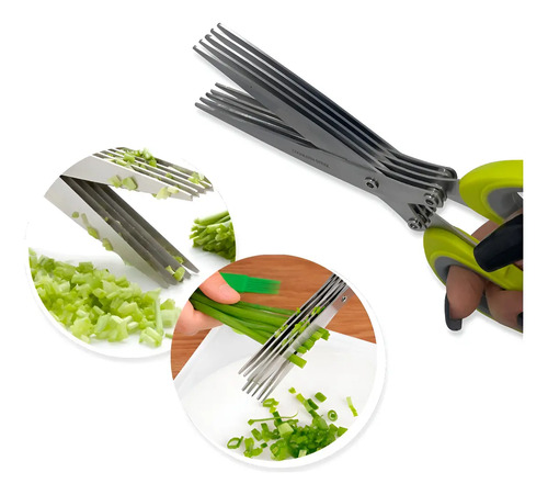 Tesoura de cozinha com 5 lâminas de aço para picar alimentos