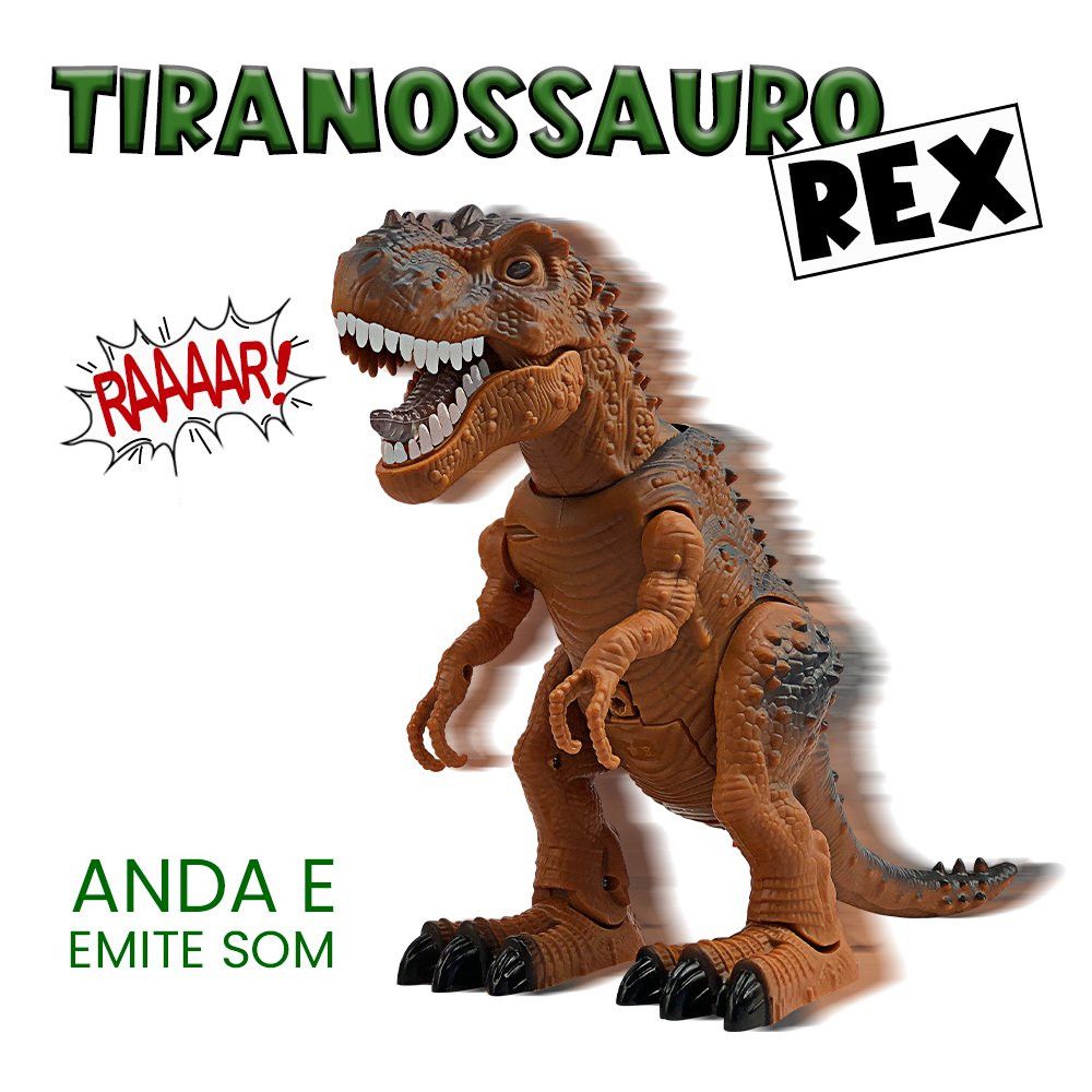 Dinossauro Tiranossauro Rex Marrom 25 cm com Movimento, Rugidos e Olhos Luminosos — foto 1