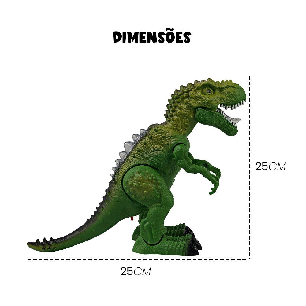Dinossauro Tiranossauro Rex Verde 25 cm com Luzes, Sons e Movimento Automático — foto 1