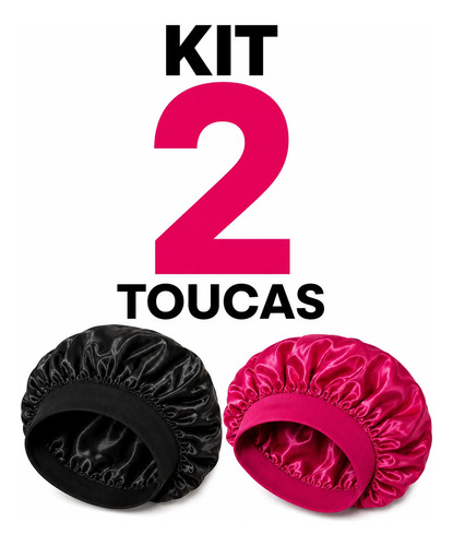 Kit 2 Toucas de Cetim Premium Antifrizz para Dormir e Proteger o Cabelo, Reduz Atrito e Quebra dos Fios