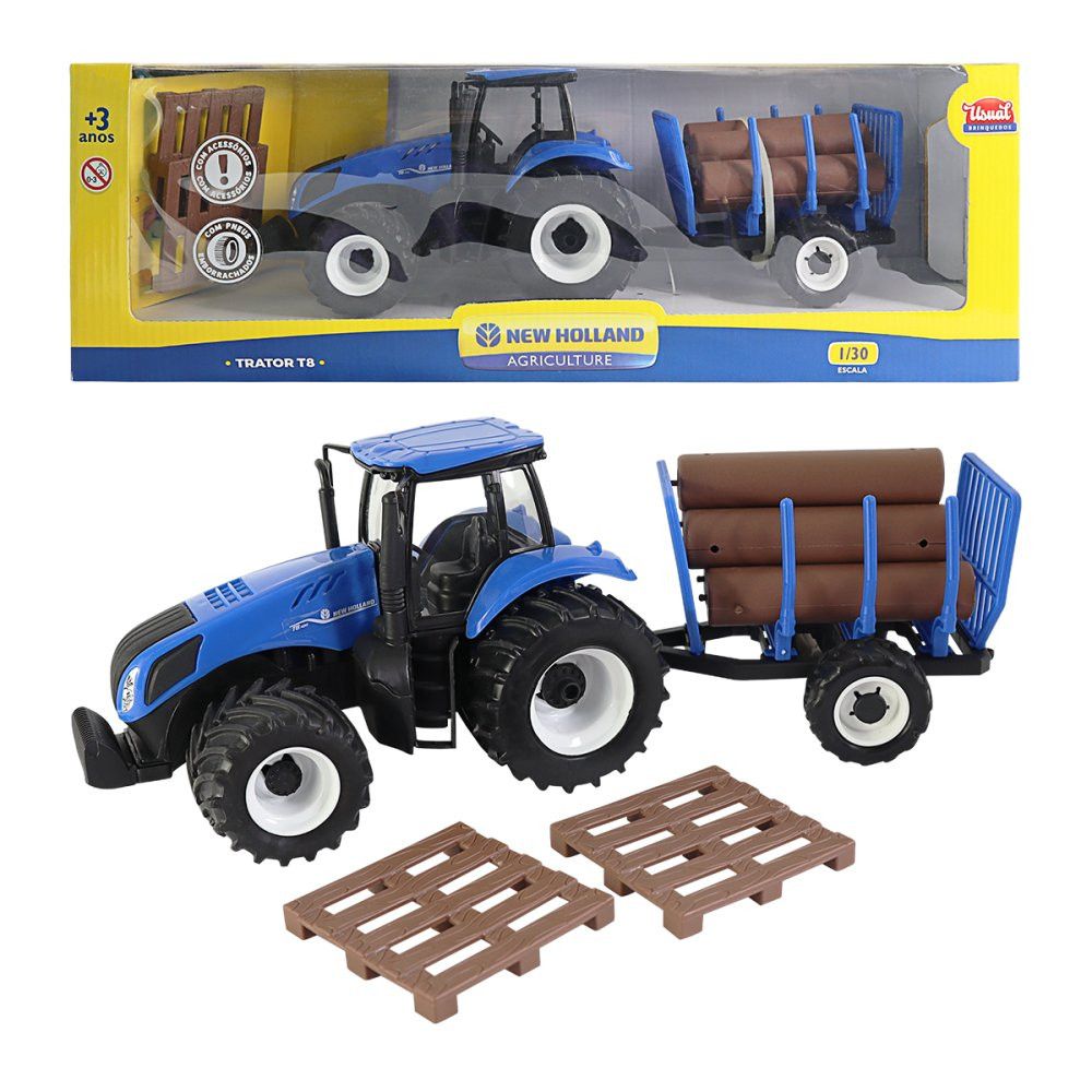 Trator Agricultor com Carga de Madeira e Acessórios — foto 1