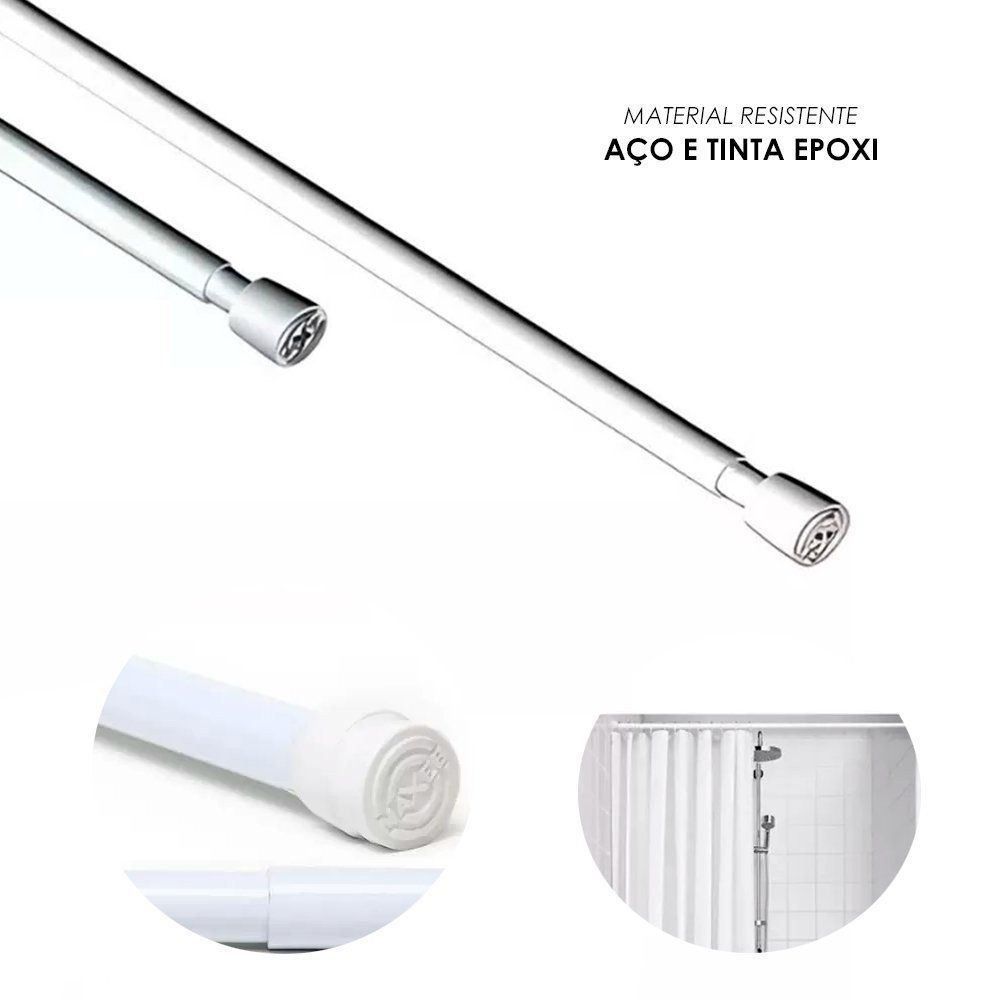 Tubo Barra Extensível Ajustável Cortina Box De Banheiro 1,40 a 2,10 — foto 1