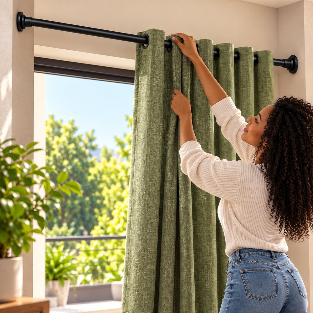 Tubo Extensível para Cortina 90cm a 2,10m - Preto — foto 1