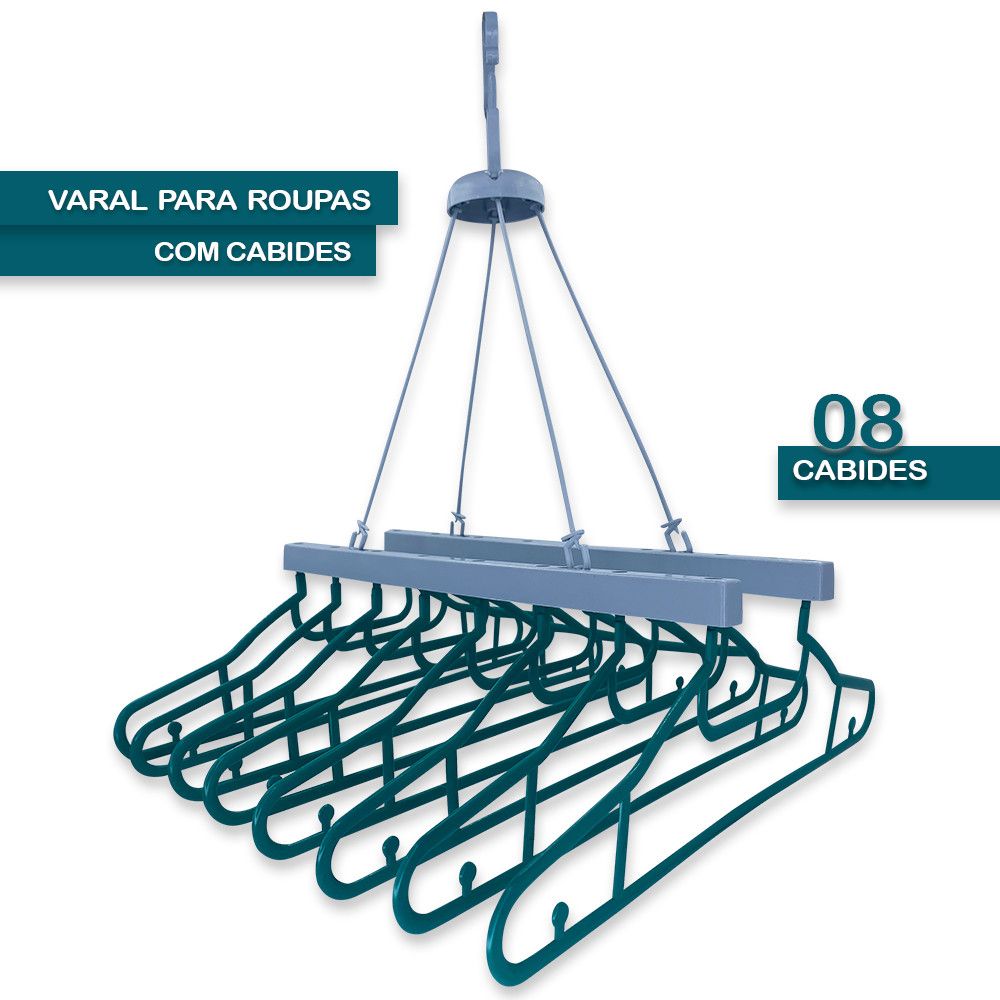 Varal com 8 Cabides pendure Camisas Camisetas — foto 1